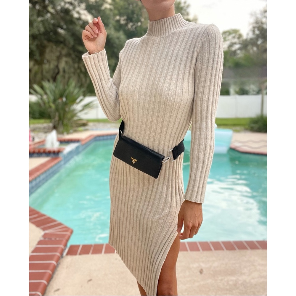 Prada Y2K Saffiano Texture Grained Belt Bag in Black